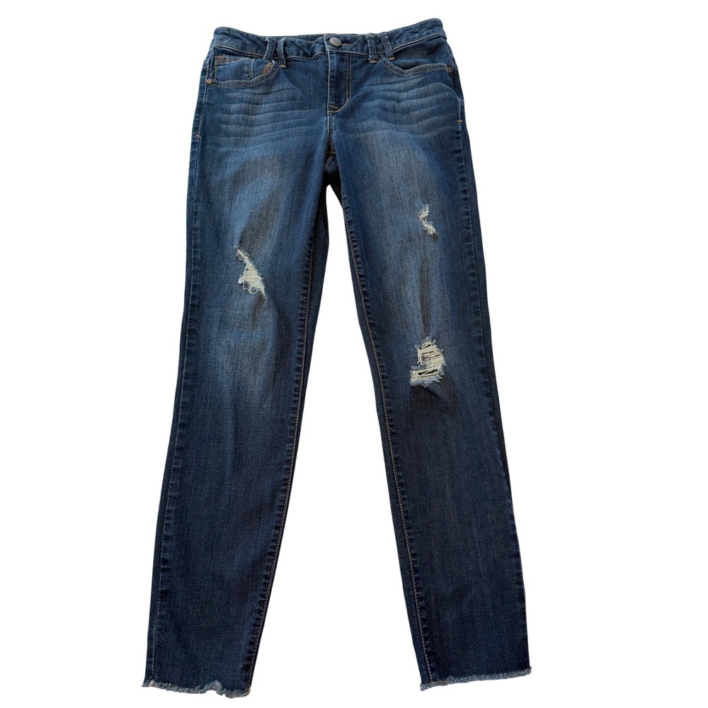 1822 Denim Womens Dark Wash Distressed Skinny Jeans Raw Hem Size 8 CJ8M1176E2